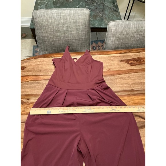 Halara Women's Burgandy V-Neck Wide Leg Jumpsuit Dressy Casual Athleisure M - Picture 8 of 14